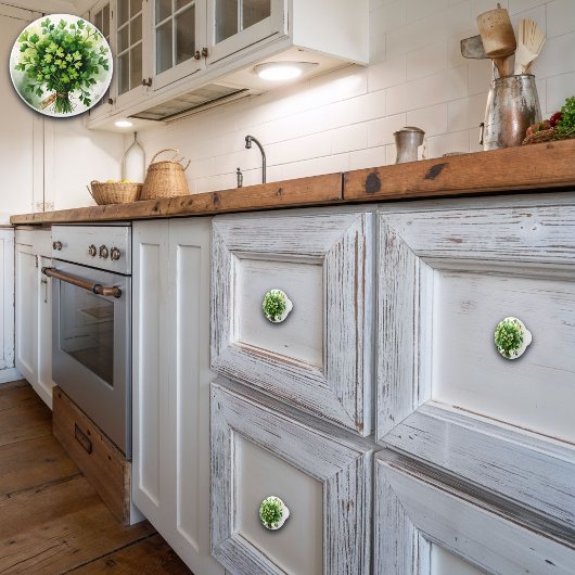 Bouton De Porte En Céramique Illustration aquarelle Bouquet de persil frais