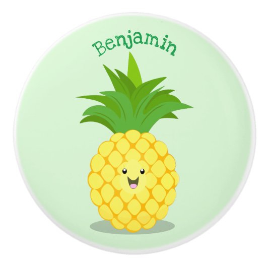 Bouton De Porte En Céramique Illustration d'ananas mignon (Devant)
