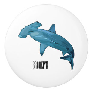 Bouton De Porte En Céramique Illustration de cartoon de requin marteau