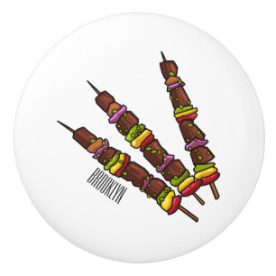 Bouton De Porte En Céramique Illustration de dessin animé Kebab ou kabob