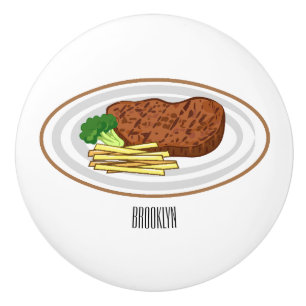 Bouton De Porte En Céramique Illustration de dessin de steak