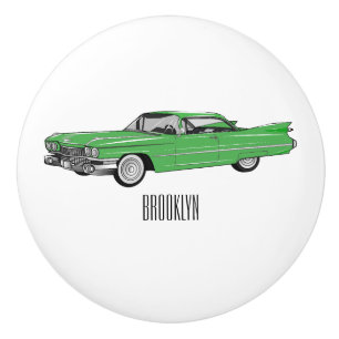Bouton De Porte En Céramique Illustration de dessin de voiture classique 1959