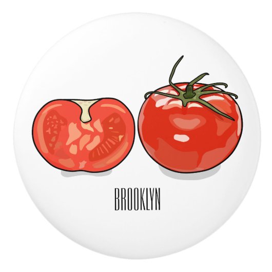 Bouton De Porte En Céramique Illustration de dessin sur la tomate (Devant)