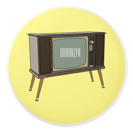 Bouton De Porte En Céramique Illustration de dessin télévisé (Devant)