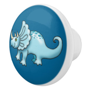 Bouton De Porte En Céramique Illustration de Dinosaur Triceratops
