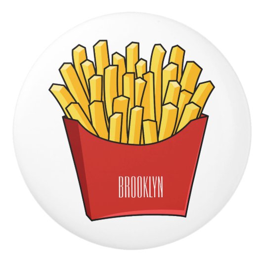 Bouton De Porte En Céramique Illustration de frites (Devant)