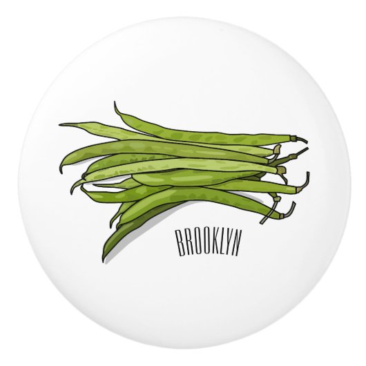 Bouton De Porte En Céramique Illustration de haricots verts (Devant)