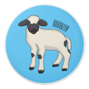 Bouton De Porte En Céramique Illustration de la caricature de mouton Valais Bla