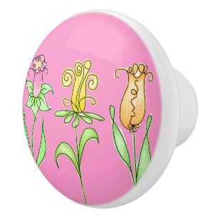 Bouton De Porte En Céramique Illustration de la tulipe de printemps de Pastel D