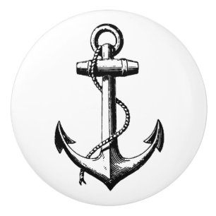 Bouton De Porte En Céramique Illustration de l'Ancre nautique vintage
