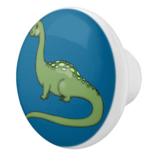 Bouton De Porte En Céramique Illustration de mignon Brontosaurus Dinosaur