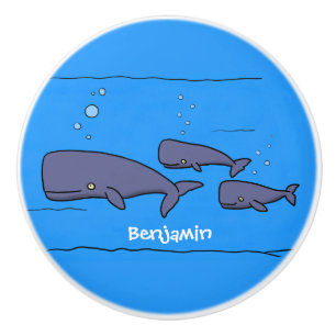 Bouton De Porte En Céramique Illustration de mignonne migratrice de baleines à 