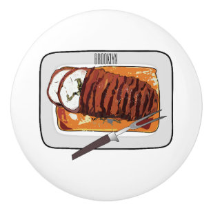 Bouton De Porte En Céramique Illustration de poitrine de dinde rôtie