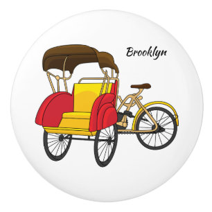 Bouton De Porte En Céramique Illustration de pousse-pousse pédicab