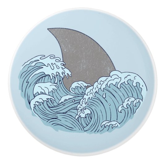 Bouton De Porte En Céramique Illustration de requin (Devant)