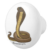 Bouton De Porte En Céramique Illustration de serpent à cobra Brown (Droite)