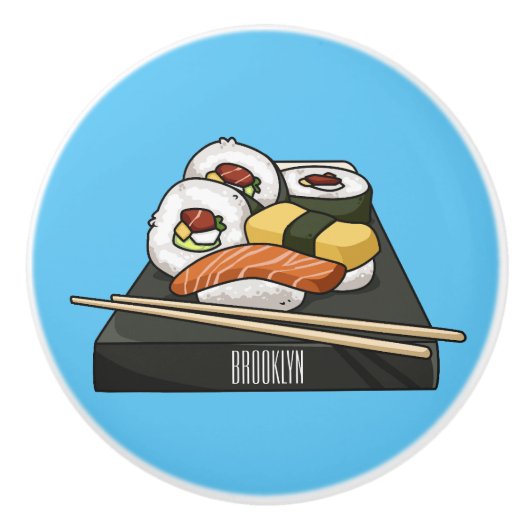 Bouton De Porte En Céramique Illustration de sushi (Devant)