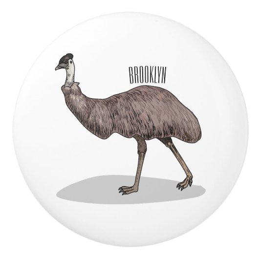 Bouton De Porte En Céramique Illustration d'Emu bird (Devant)