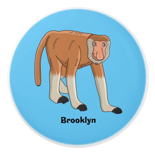 Bouton De Porte En Céramique Illustration drôle de singe proboscis (Devant)