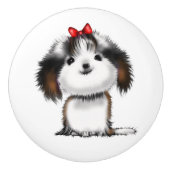 Bouton De Porte En Céramique Illustration du chiot Tzu Tzu (Devant)