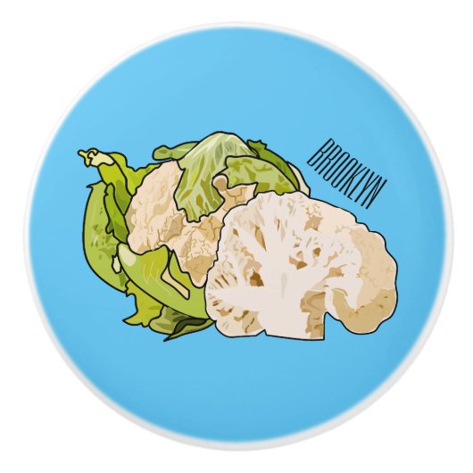 Bouton De Porte En Céramique Illustration du chou-fleur (Devant)