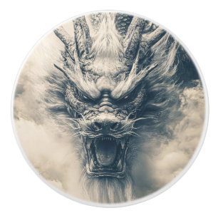 Bouton De Porte En Céramique Illustration du dragon chinois épique