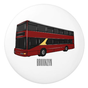 Bouton De Porte En Céramique Illustration d'un bus à deux étages