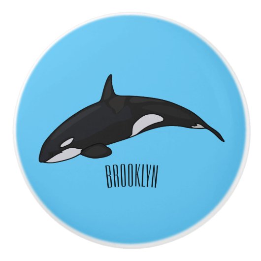 Bouton De Porte En Céramique Illustration d'une baleine tueuse (Devant)