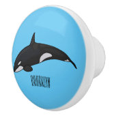 Bouton De Porte En Céramique Illustration d'une baleine tueuse (Droite)