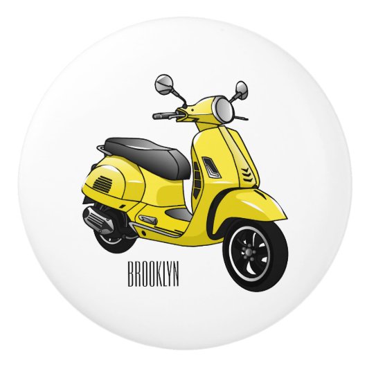 Bouton De Porte En Céramique Illustration d'une moto cyclable (Devant)