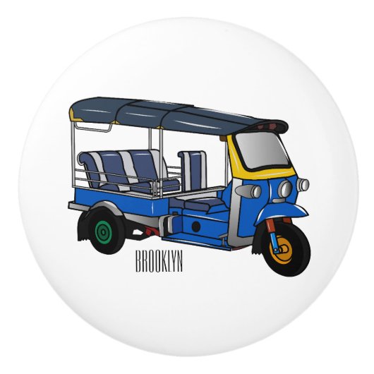 Bouton De Porte En Céramique Illustration Tuk tuk (Devant)