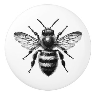 Bouton De Porte En Céramique Illustration vintage de l'abeille