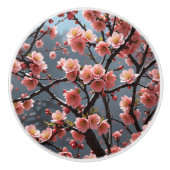 Bouton De Porte En Céramique Image Quince à fleur (Devant)