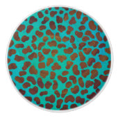 Bouton De Porte En Céramique Impression Brown et Turquoise dalmate (Devant)