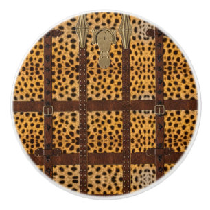 Bouton De Porte En Céramique Impression d'animal tribal cuir vintage guépard