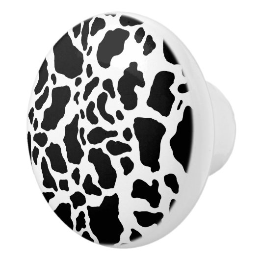 Bouton De Porte En Céramique Impression de vache noire et blanche (Droite)