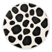 Bouton De Porte En Céramique Impression de vache tache noire et blanche (Devant)