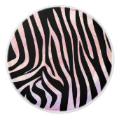 Bouton De Porte En Céramique Impression noire et rose Zebra (Devant)