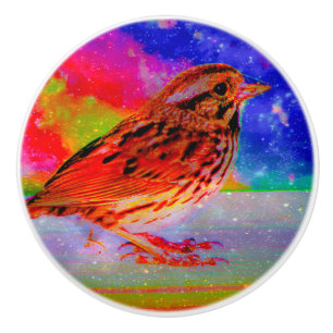 Bouton De Porte En Céramique Imprimer l'art du rêve d'oiseaux cosmiques"