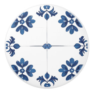 Bouton De Porte En Céramique Indigo Azulejo Bleu Décoratif Portugais Lisbonne