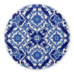 Bouton De Porte En Céramique Indigo Azulejo Bleu Portugais Lisbonne Talavera 