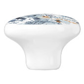 Bouton De Porte En Céramique Indigo et ocre - fleurs d'aquarelle (Côté)