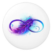 Bouton De Porte En Céramique Infinity with purple feather (Devant)