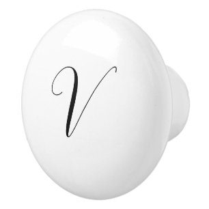 Bouton De Porte En Céramique Initiale de monogramme personnalisé script