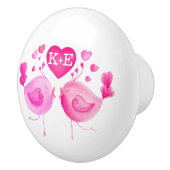 Bouton De Porte En Céramique Initiales d'art d'inséparables d'aquarelle de (Droite)