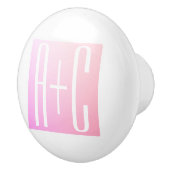 Bouton De Porte En Céramique Initiales de couple | Gradation rose subtile (Droite)
