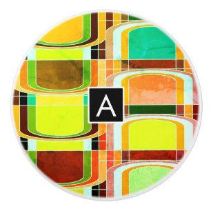Bouton De Porte En Céramique Inspiré de rétro funky coloré