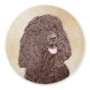 Bouton De Porte En Céramique Irish Water Spaniel Peinture - Original Dog Art