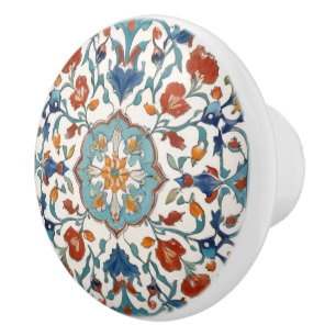 Bouton De Porte En Céramique Iznik Turc Floral Vintage Style antique