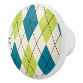 Bouton De Porte En Céramique Jacquard Bleu Et Vert (Droite)